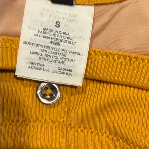 Madewell Ribbed Bikini Set Mustard Yellow Button Detail Size S - Picture 4 of 8